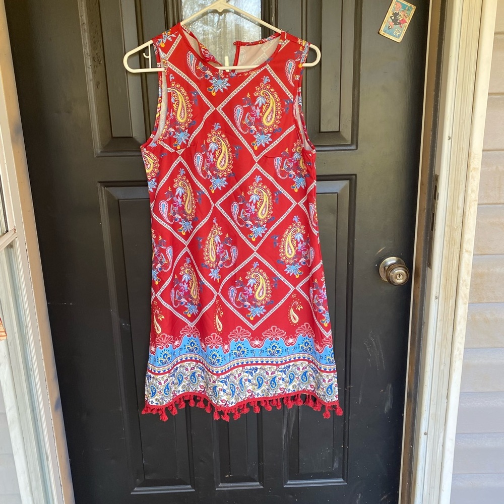 Paisley Red Sleeveless Dress